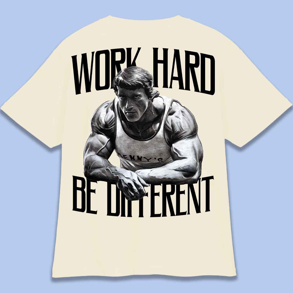 Work Hard - Camiseta unissex de tamanho grande com impressão posterior