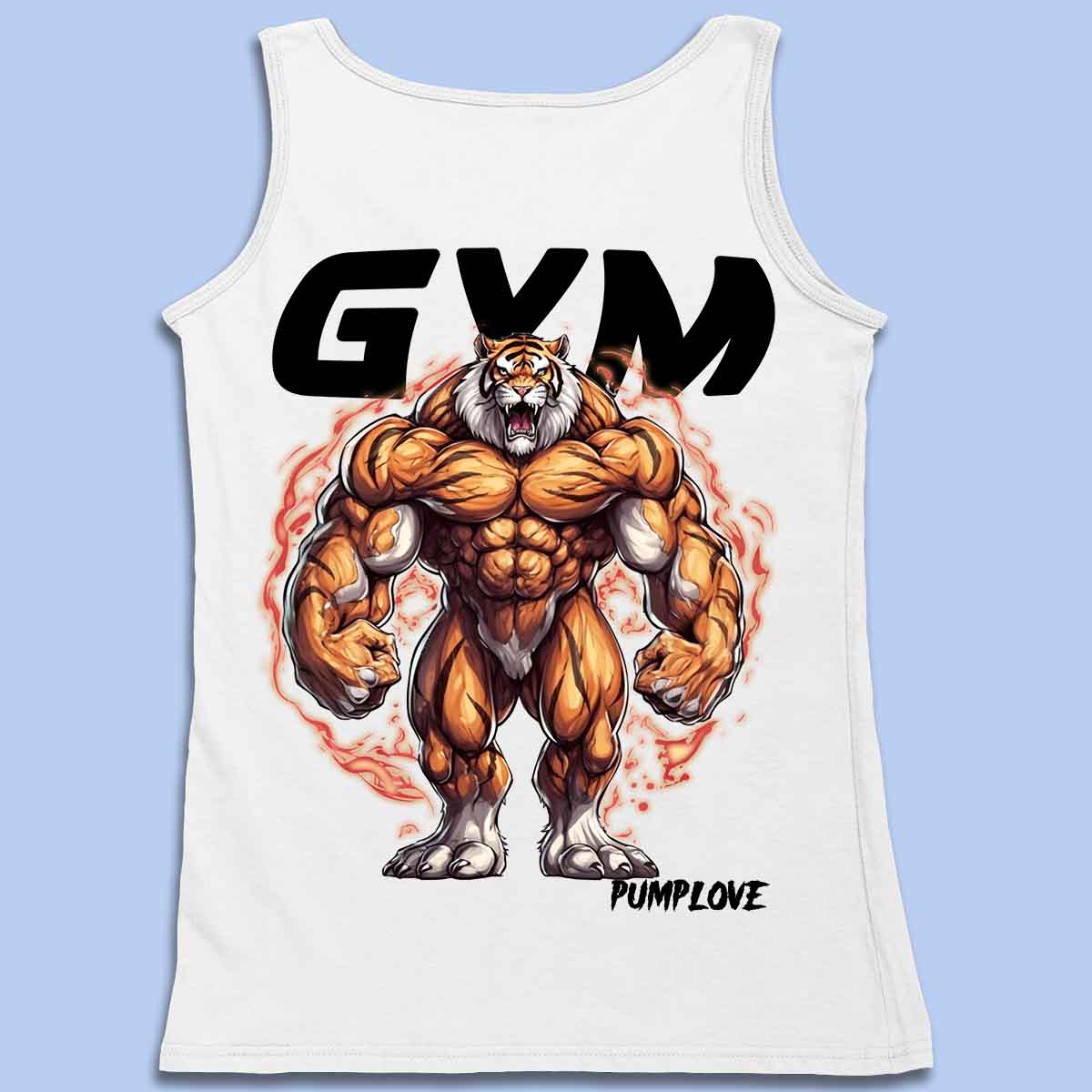 Gym Tiger - Canotta premium unisex con stampa sul retro